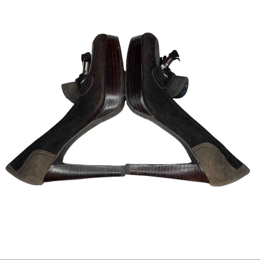 Stuart Weizmann Suede Platform Heels, 8, Brown & … - image 6